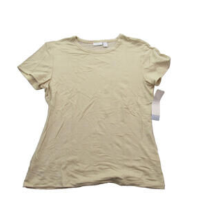Apt.9 women’s Tan short sleeve shirt  Stretch‎ size L NWT
